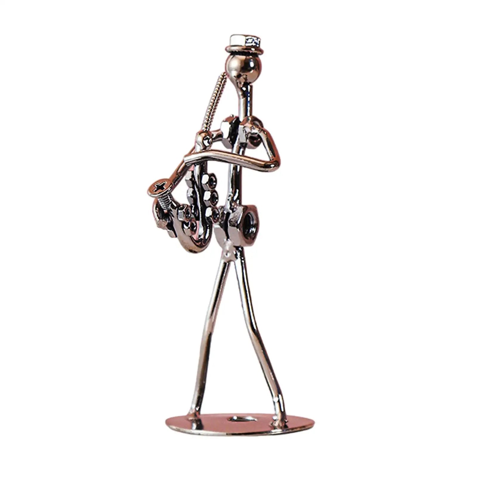 Metal Musician Figurine – Artistic Music Player Desk Sculpture Home Studio Decor