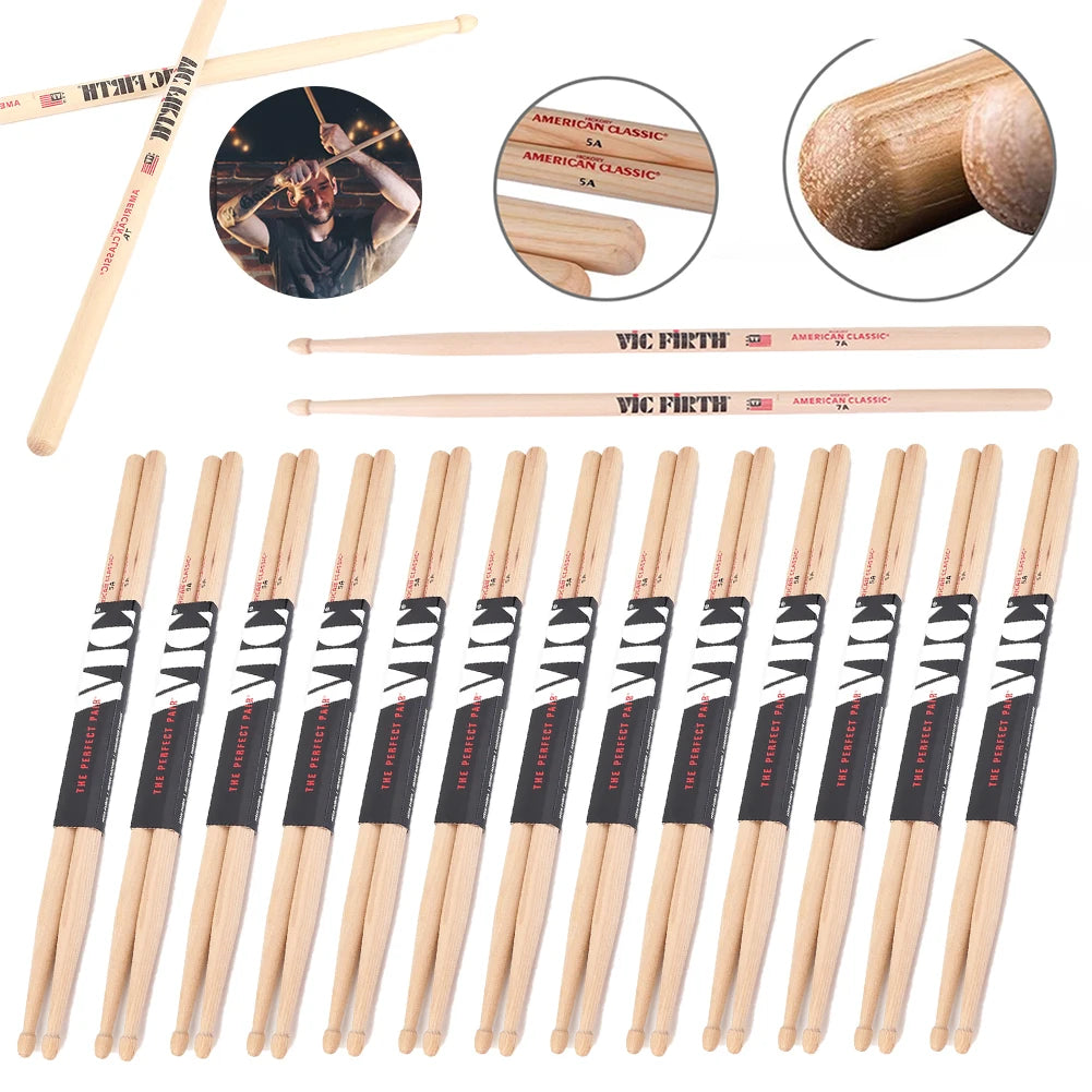 Vic Firth Wooden Drumsticks – Classic Hickory Sticks with Wood Tip