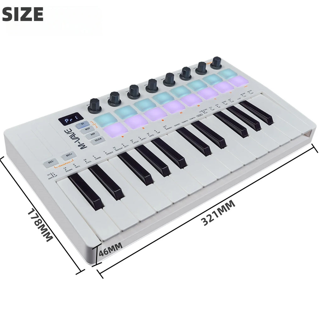 MIDI Pad Controller Keyboard – Portable 25-Key Production Controller