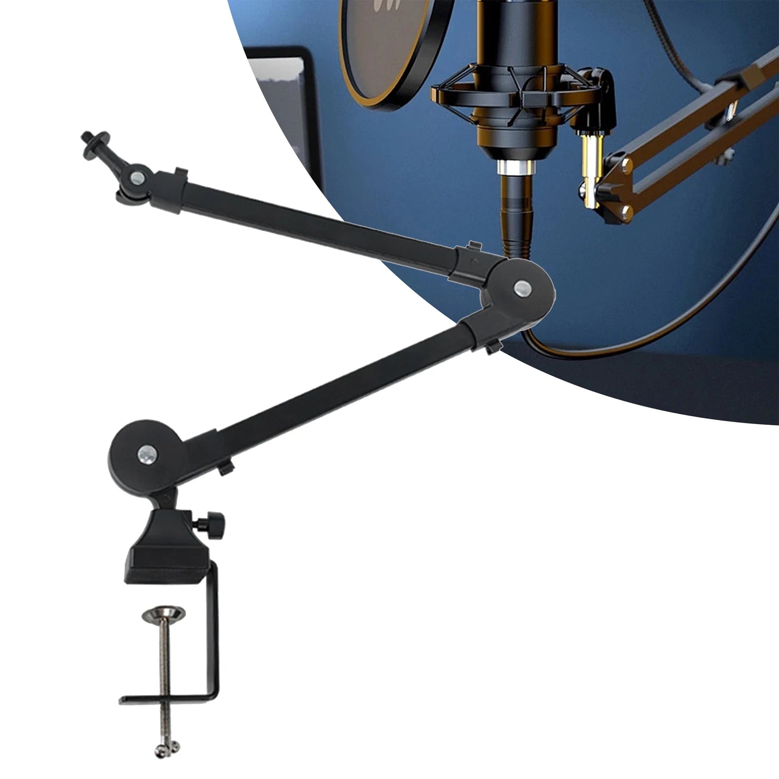 Microphone Arm Stand – Desk Mounted Mic Stand with 360° Rotation for Recording and Streaming