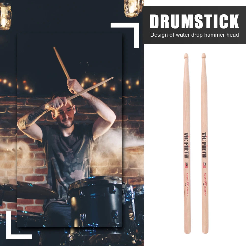 Vic Firth Wooden Drumsticks – Classic Hickory Sticks with Wood Tip