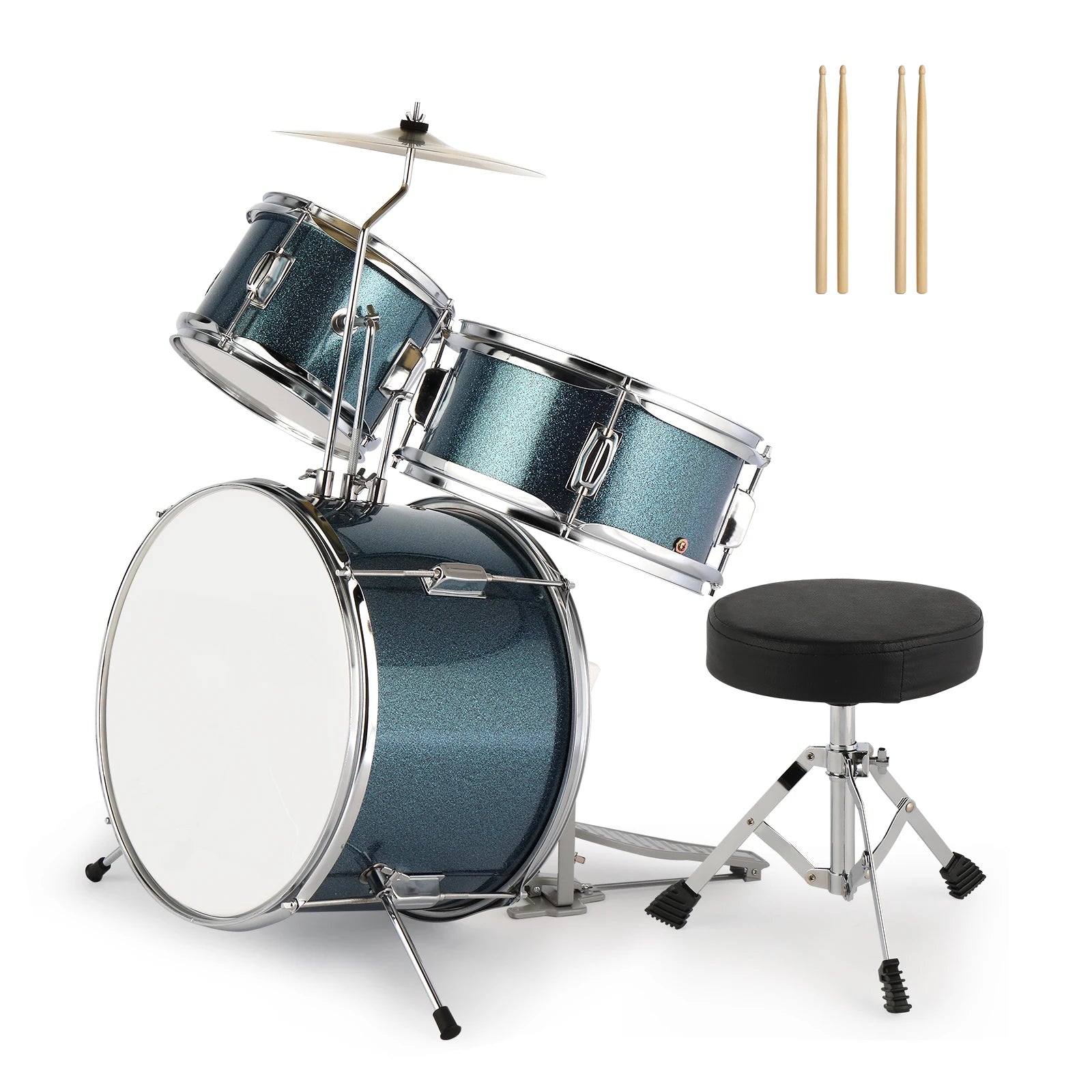Junior Drum Set – 3-Piece Kids Kit with Stool & Accessories