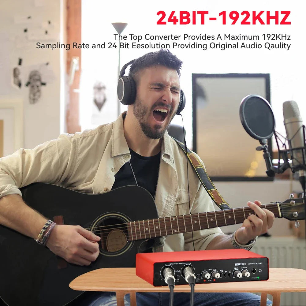 Music Production Audio Interface – USB External Sound Card for Home Studio Recording
