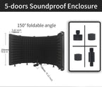 Microphone Isolation Shield – Portable Foldable 5 Panel Reflection Filter