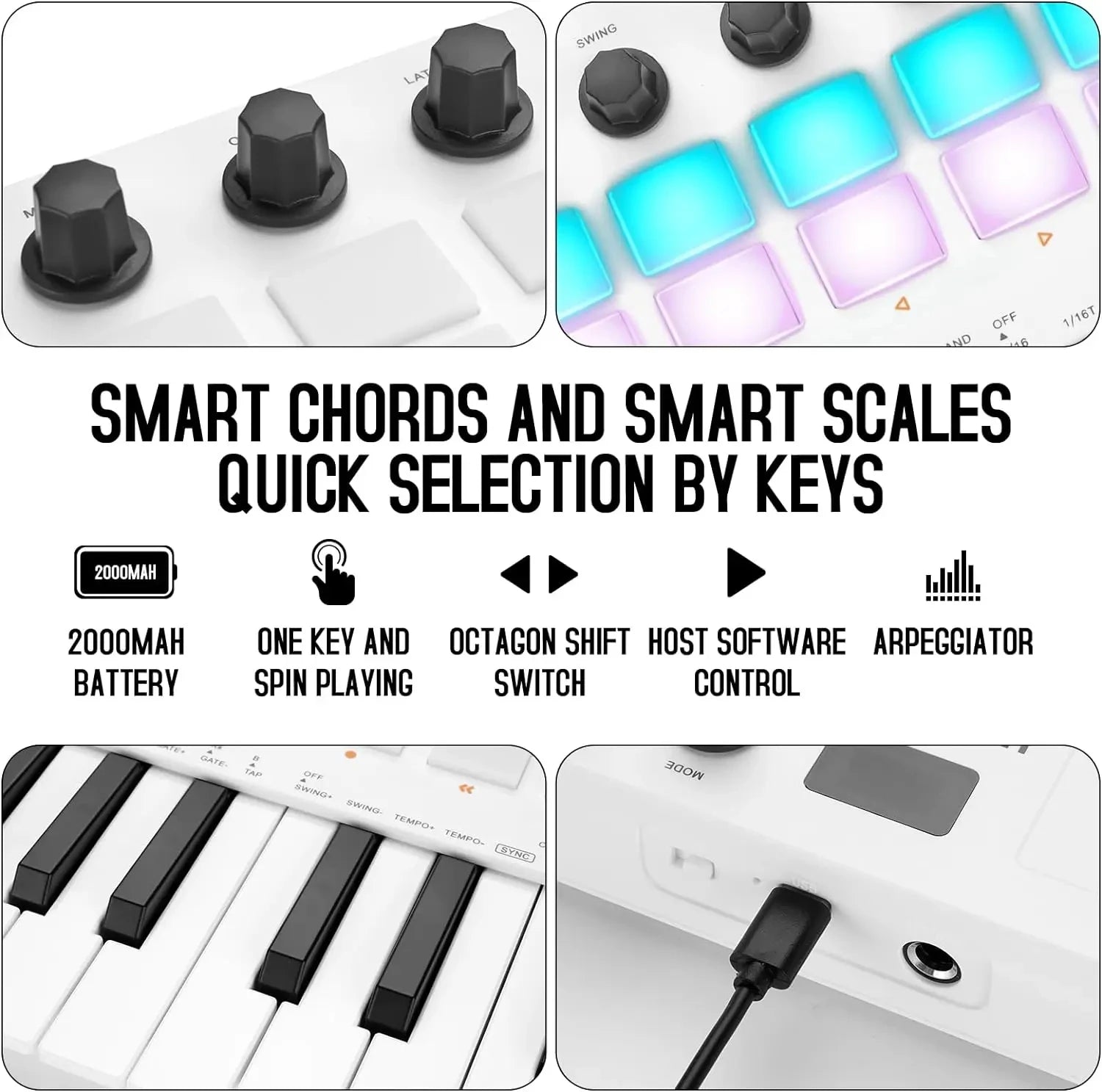 MIDI Pad Controller Keyboard – Portable 25-Key Production Controller
