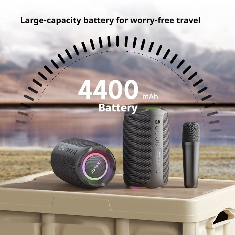 Portable Bluetooth Karaoke Speaker – Dual Microphone, LED Lights