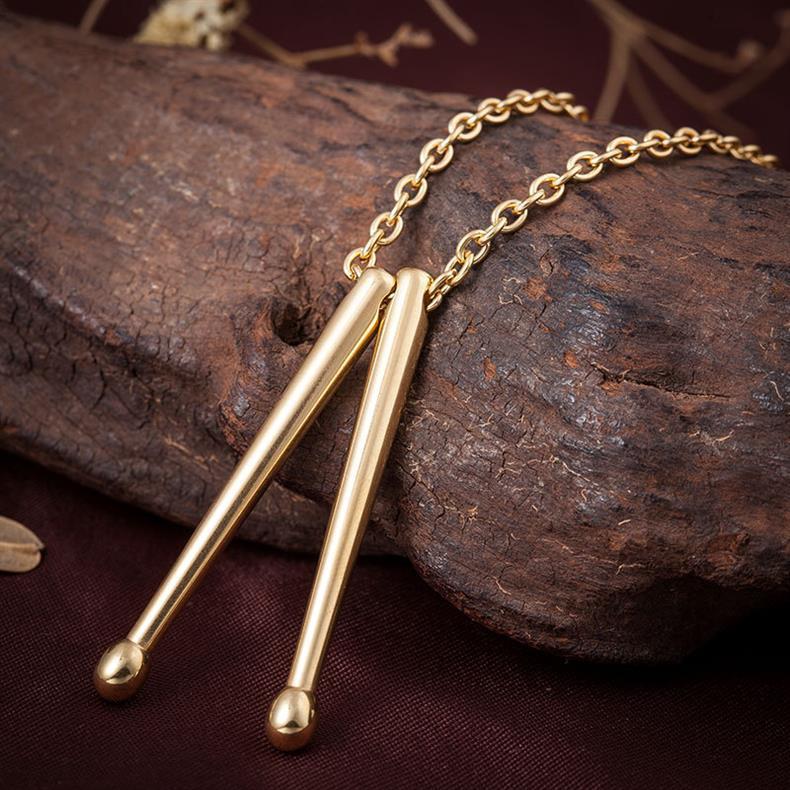 Titanium Steel Drumstick Necklace – Percussion Music Pendant
