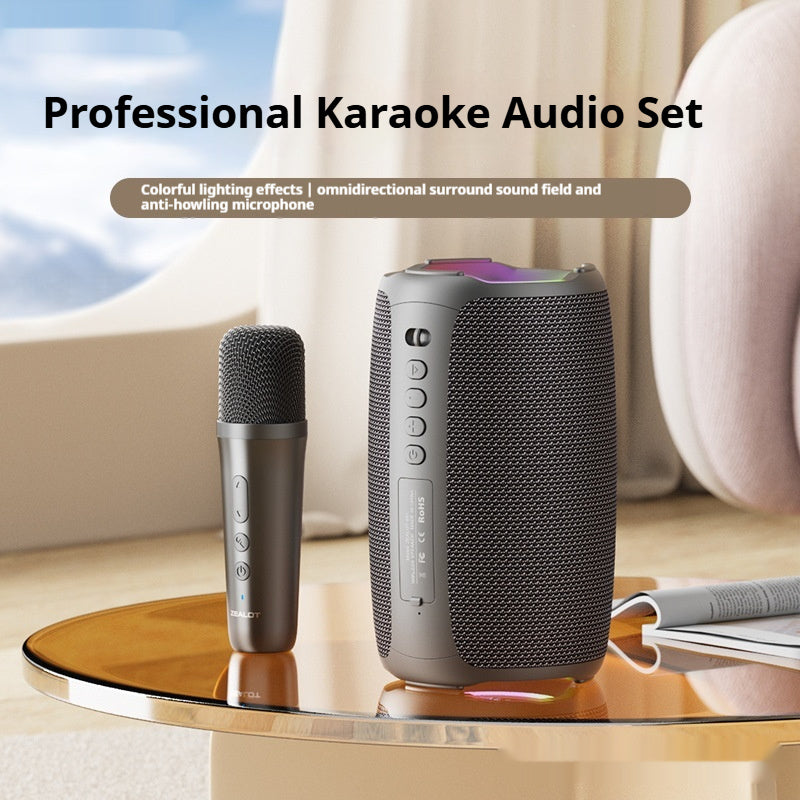 Portable Bluetooth Karaoke Speaker – Dual Microphone, LED Lights