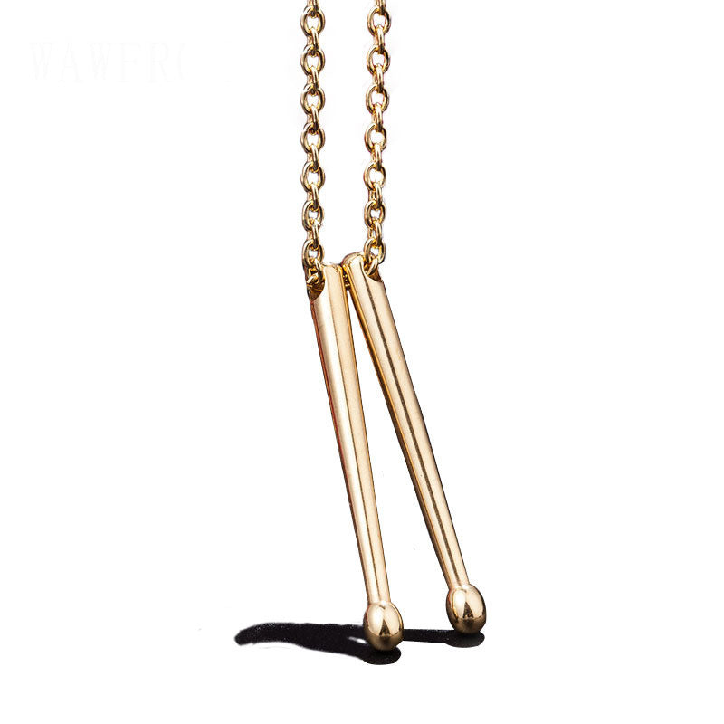Titanium Steel Drumstick Necklace – Percussion Music Pendant