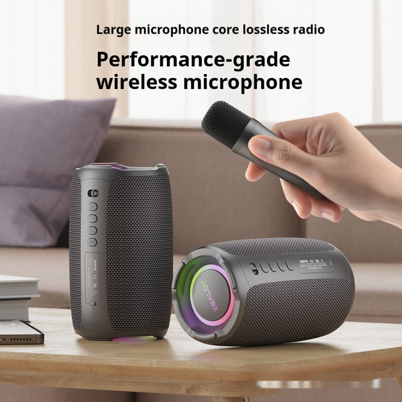 Portable Bluetooth Karaoke Speaker – Dual Microphone, LED Lights